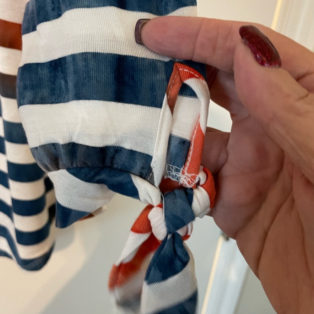 Ruby Rd. Striped Long Sleeve Top with Tie Details - Picture 3 of 8
